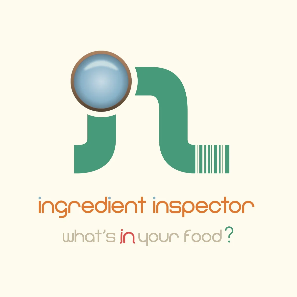 Poster frame from the Ingredient Inspector welcome animation: the assembled app symbol on brand cream.